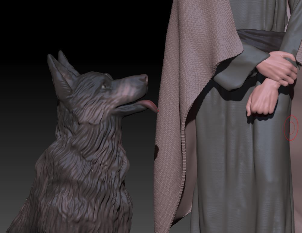 old shepherd with dog 3D print model_3
