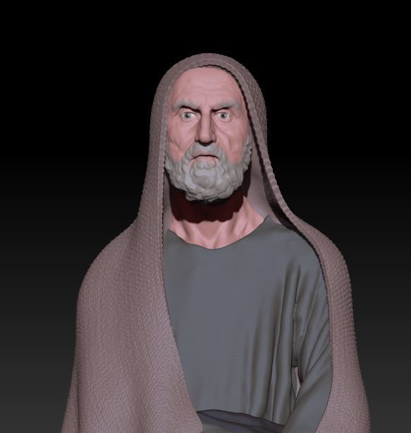 old shepherd with dog 3D print model_4