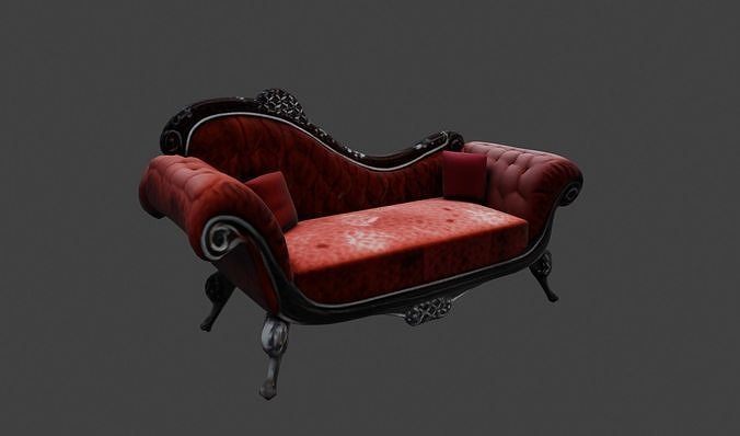 Ornate Victorian Chaise Lounge 3D Model 3D model