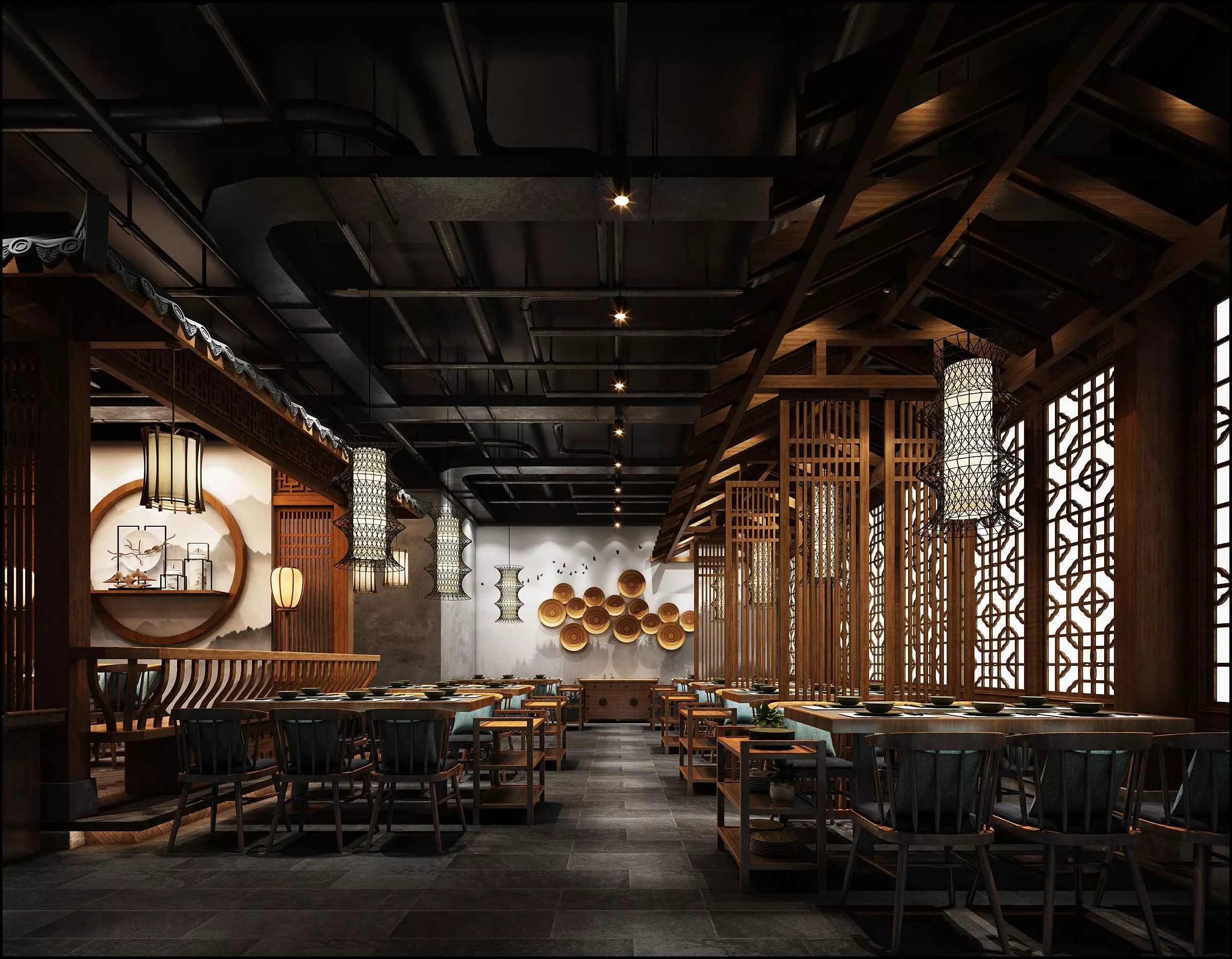 chinese restaurant interior scenes 3D model_0