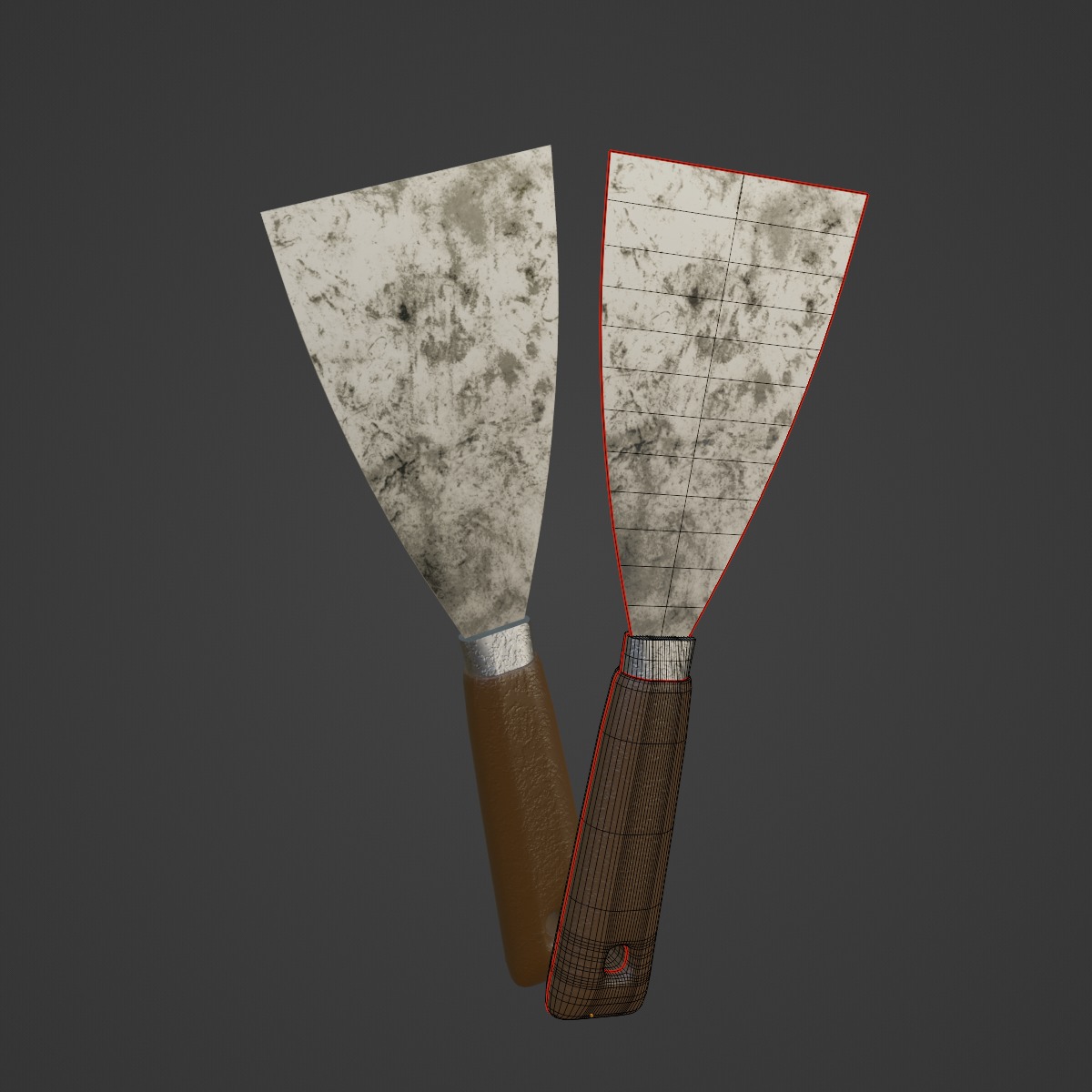 Industrial Spatula 03 Low-poly 3D model_7