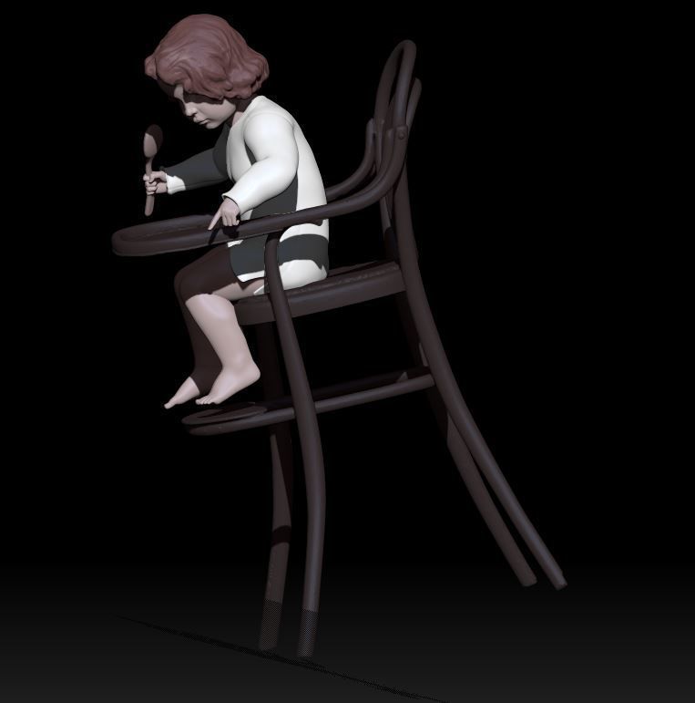 little girl on the high chair 3D print model_2