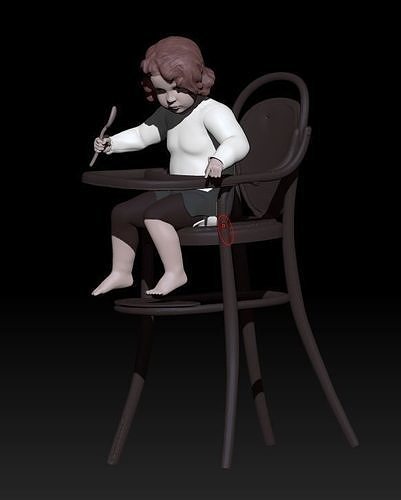 little girl on the high chair 3D print model