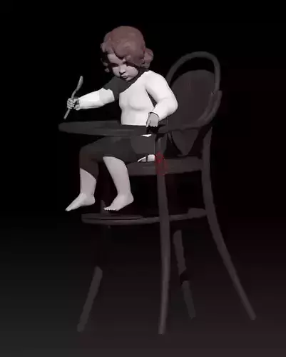 little girl on the high chair 3D print model