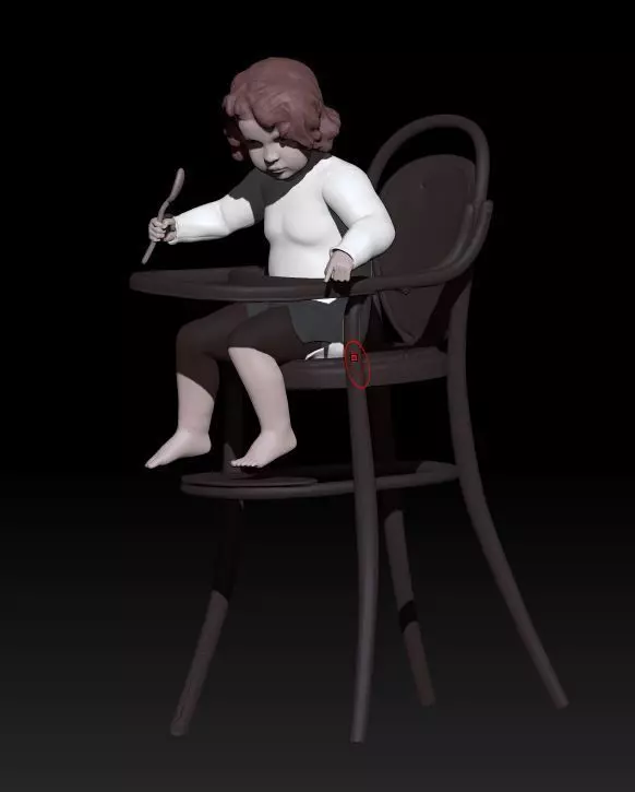 little girl on the high chair 3D print model_0