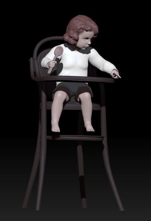 little girl on the high chair 3D print model_1