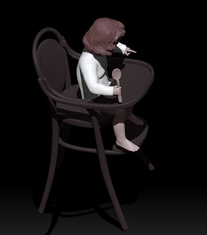 little girl on the high chair 3D print model_3