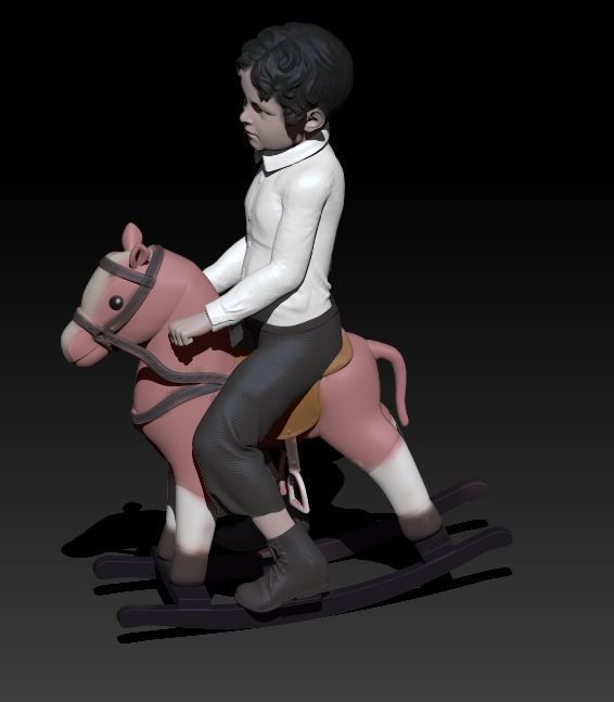 little boy on the horse toy 3D print model_3