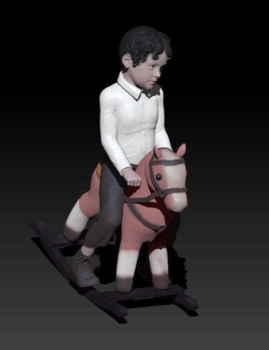 little boy on the horse toy 3D print model_1