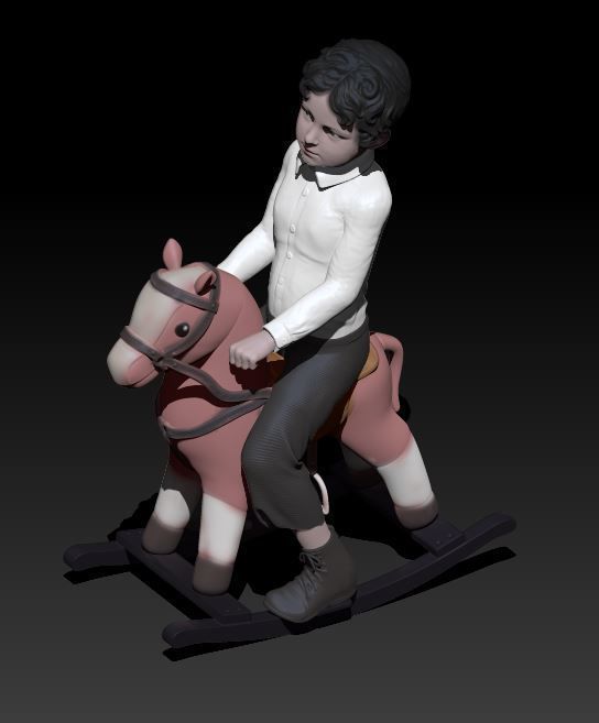 little boy on the horse toy 3D print model_2