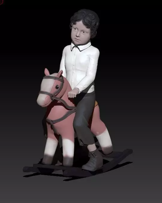 little boy on the horse toy 3D print model_0