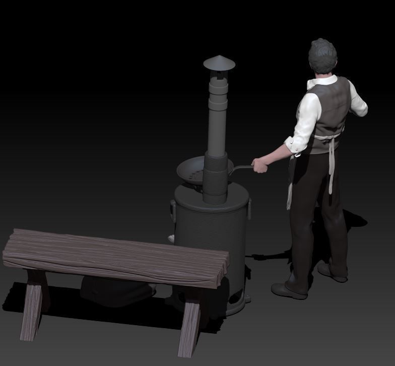 chestnut seller 3D print model_3