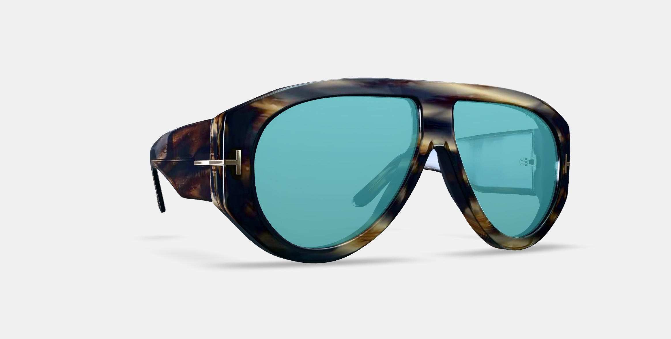 TOM FORD BRONSON DARK HAVANA BLUE 3D model_9