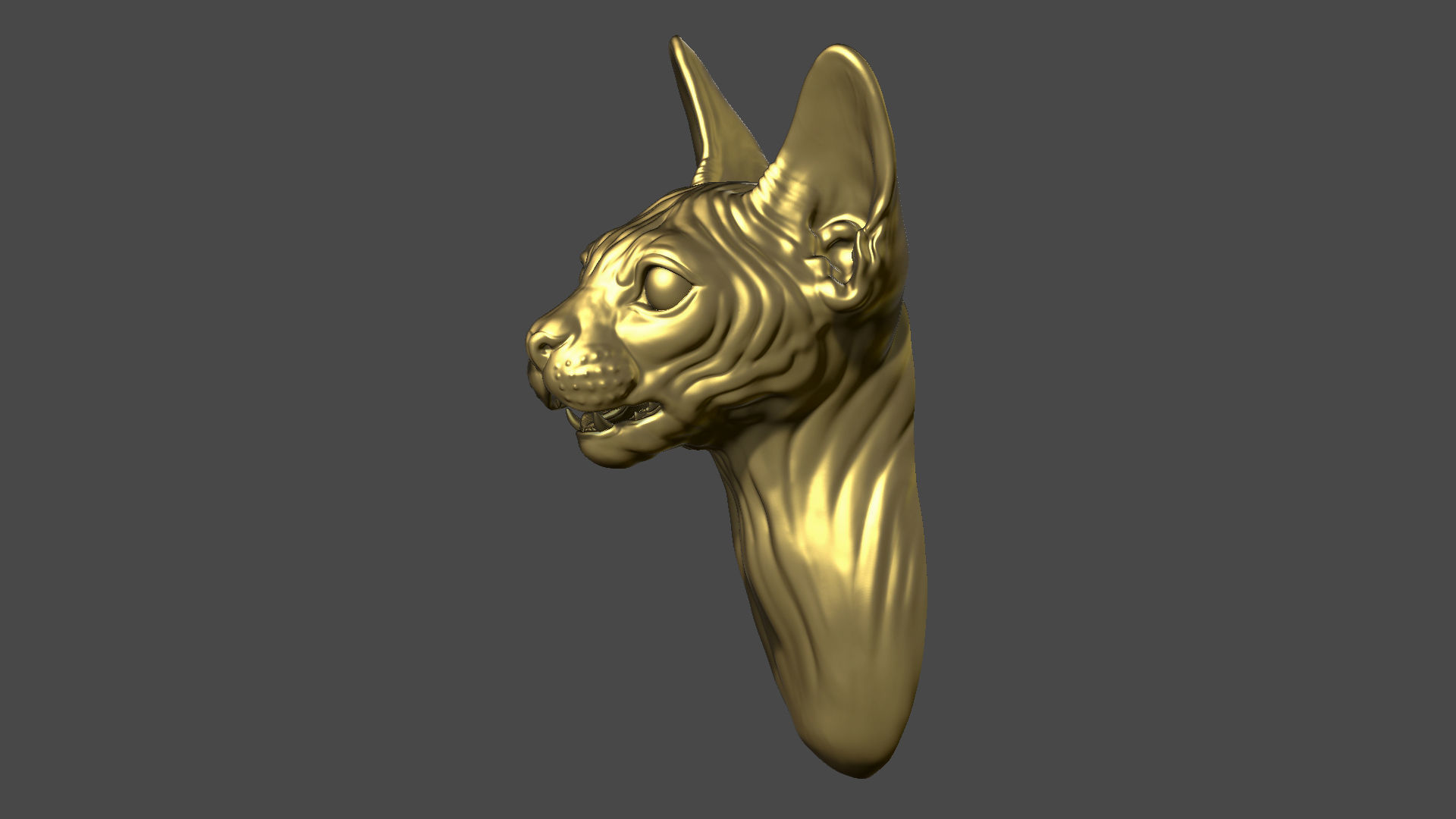 Sphinx cat head 3D print model_3