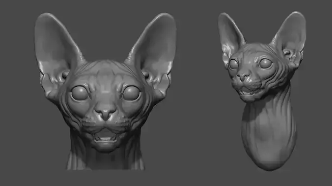 Sphinx cat head 3D print model