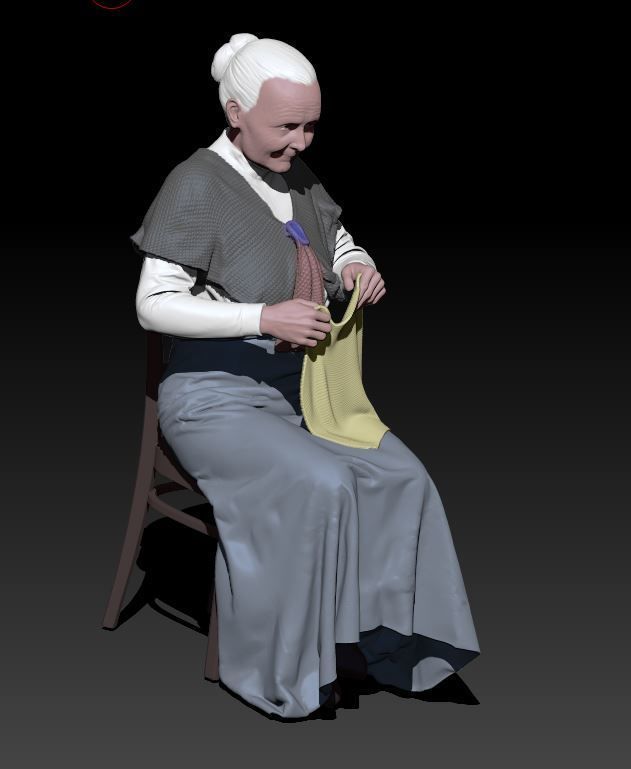 grandma with napkin 3D print model_1