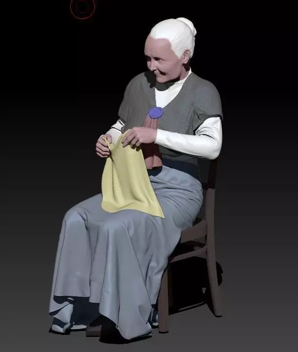 grandma with napkin 3D print model_0