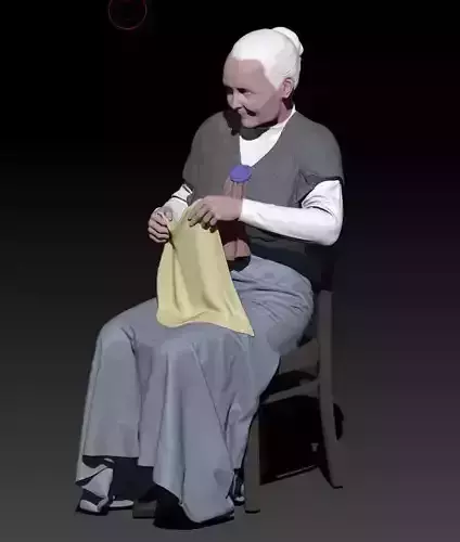 grandma with napkin 3D print model