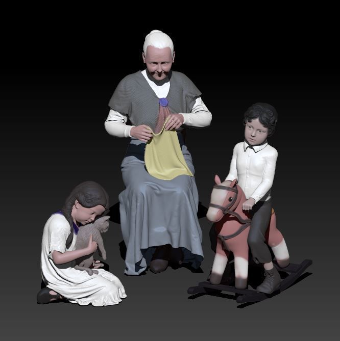 grandma with napkin 3D print model_2