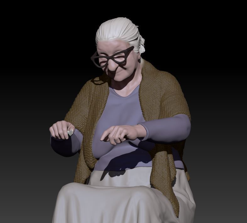 grandma prepare pasta 3D print model_6