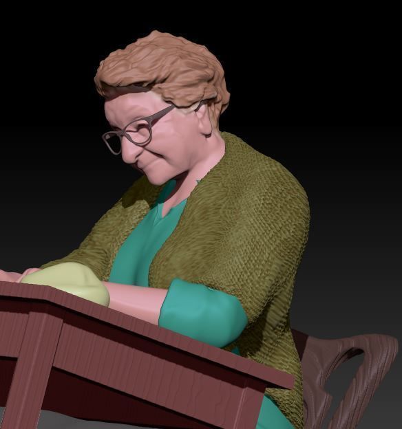 grandma prepare pasta 3D print model_4