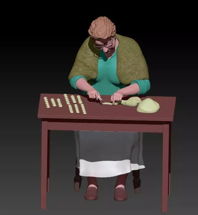 grandma prepare pasta 3D print model_0