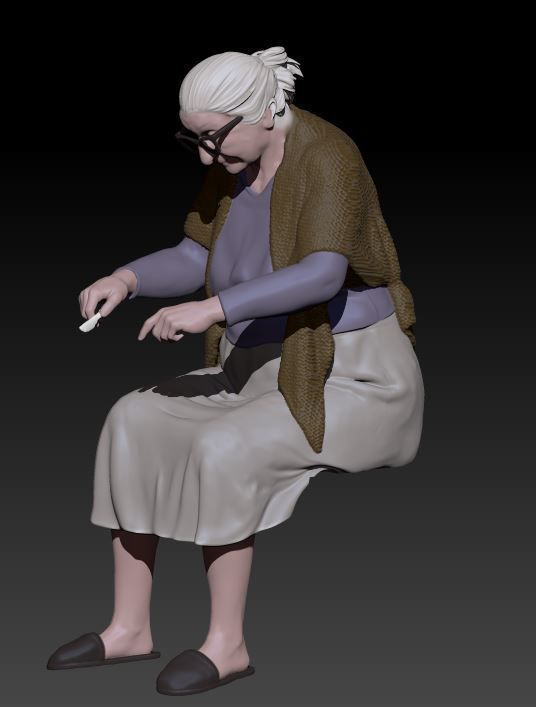 grandma prepare pasta 3D print model_5