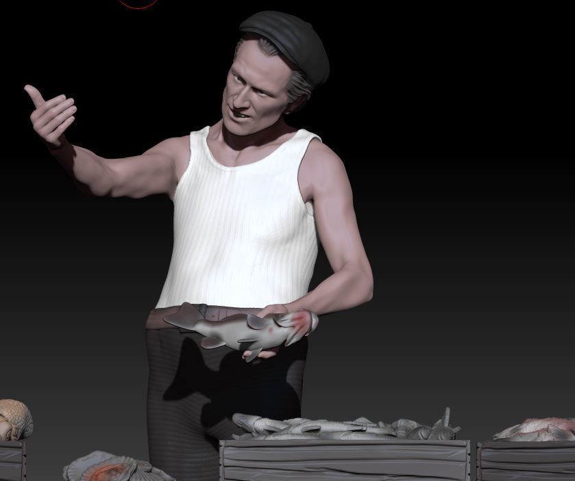 fish seller p with cats 3D print model_5
