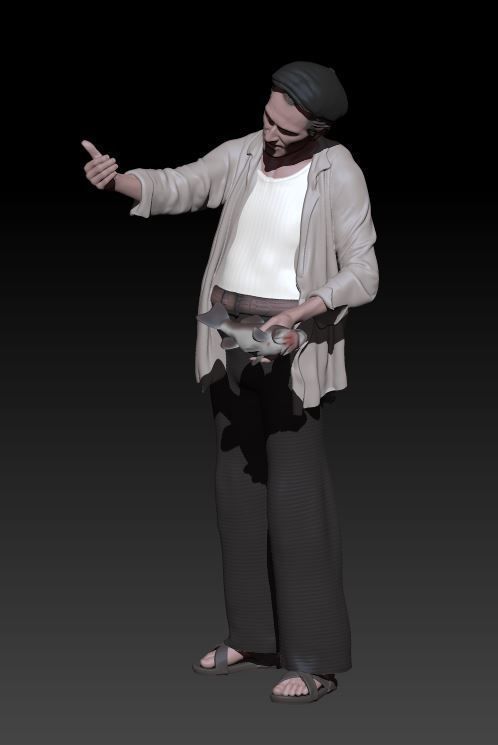 fish seller p with cats 3D print model_6