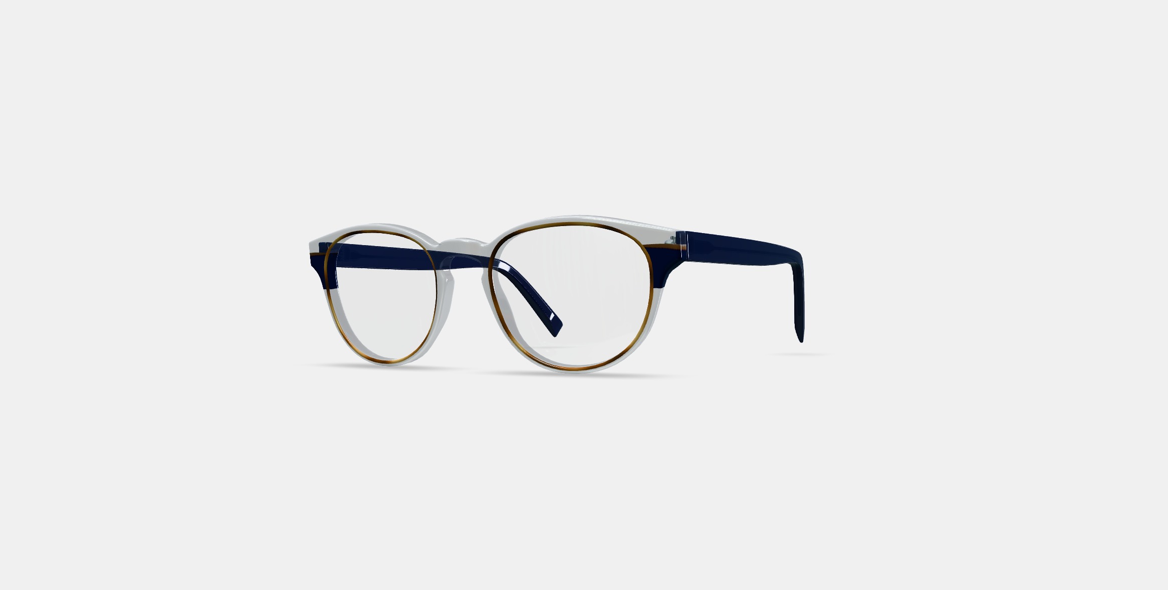 Percey Eyeglasses in Crystal with Oak Barrel and Blue Bay 3D model_12