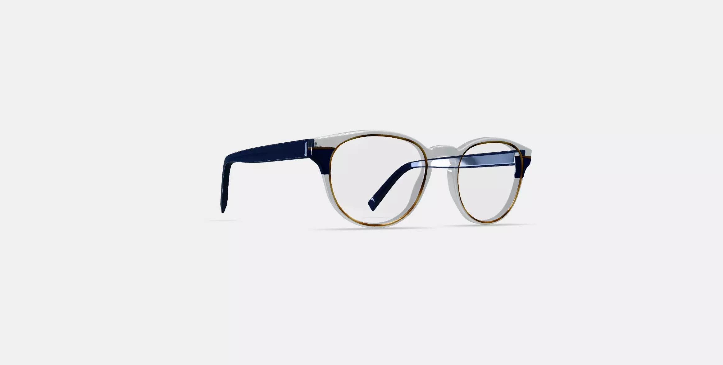 Percey Eyeglasses in Crystal with Oak Barrel and Blue Bay 3D model_0