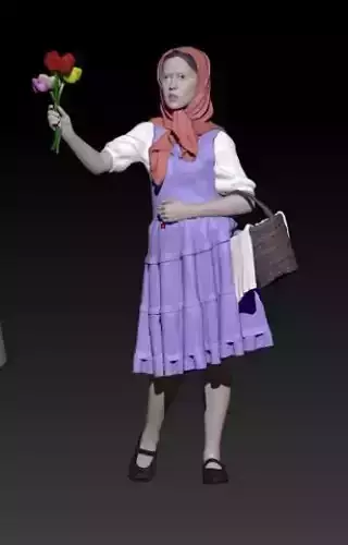 girl with flowers 3D print model