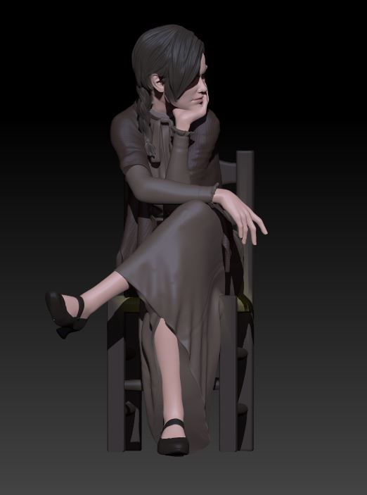 sitting girl 3D print model_5