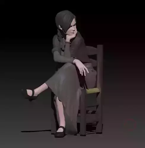 sitting girl 3D print model