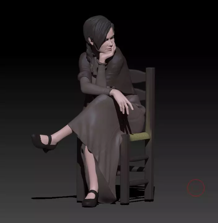 sitting girl 3D print model_0