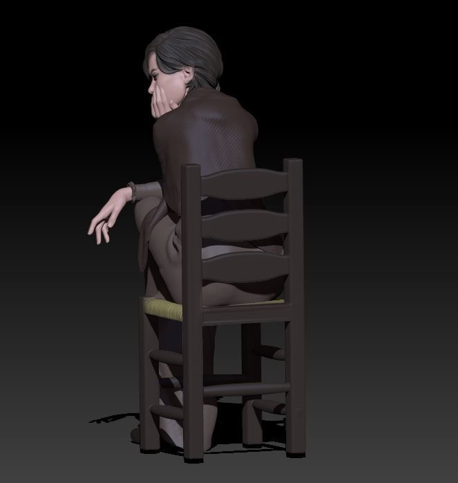sitting girl 3D print model_2