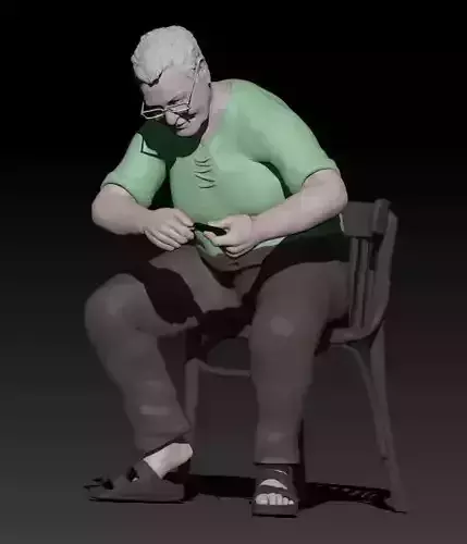 man opening mussels 3D print model