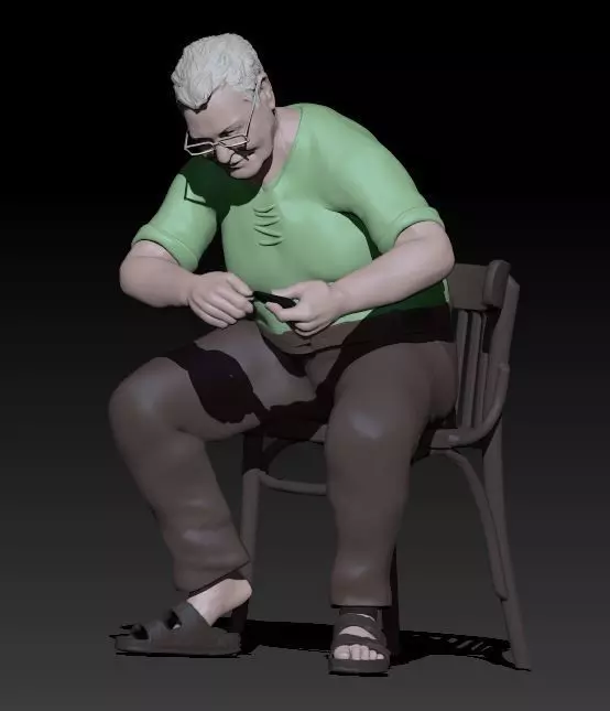 man opening mussels 3D print model_0