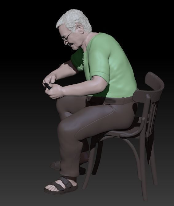 man opening mussels 3D print model_3