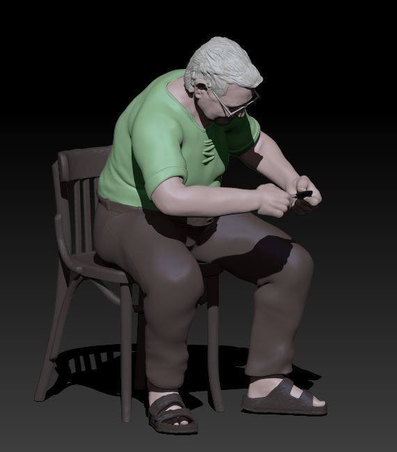 man opening mussels 3D print model_1