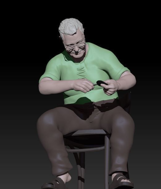 man opening mussels 3D print model_2