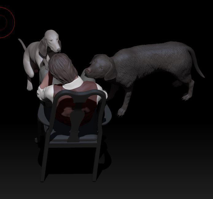 sad man with dogs 3D print model_3