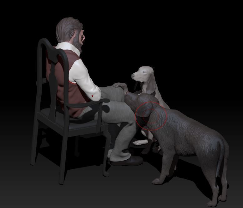 sad man with dogs 3D print model_4