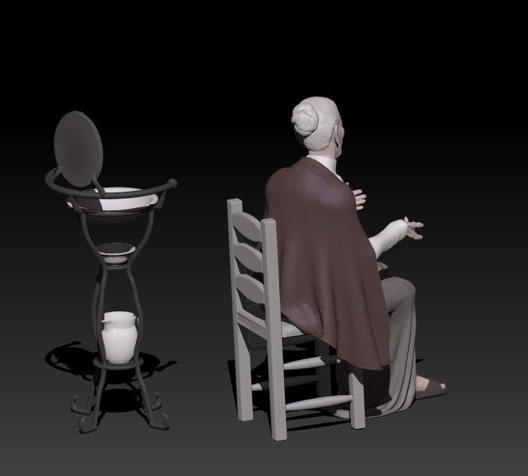talking old woman - old sink not included 3D print model_3