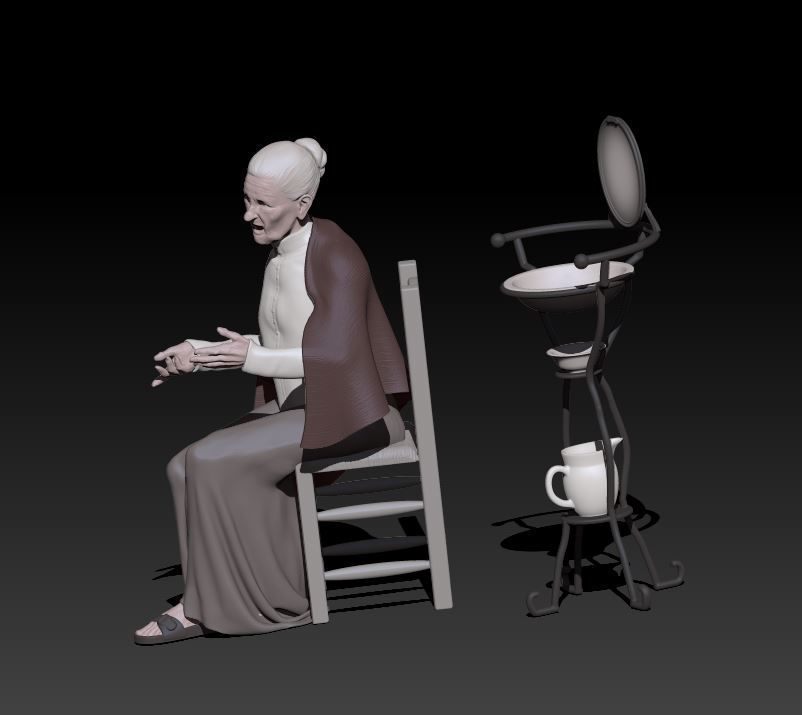 talking old woman - old sink not included 3D print model_1