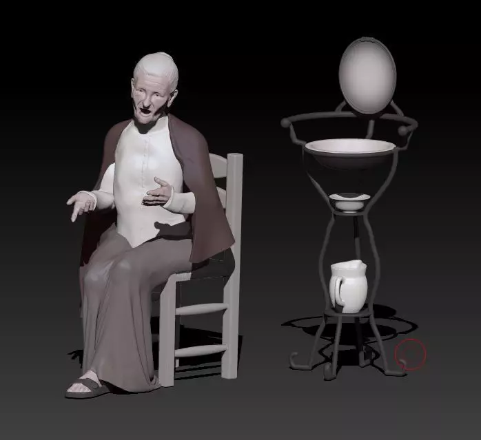 talking old woman - old sink not included 3D print model_0
