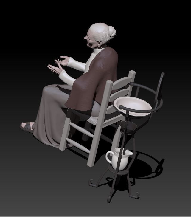 talking old woman - old sink not included 3D print model_4