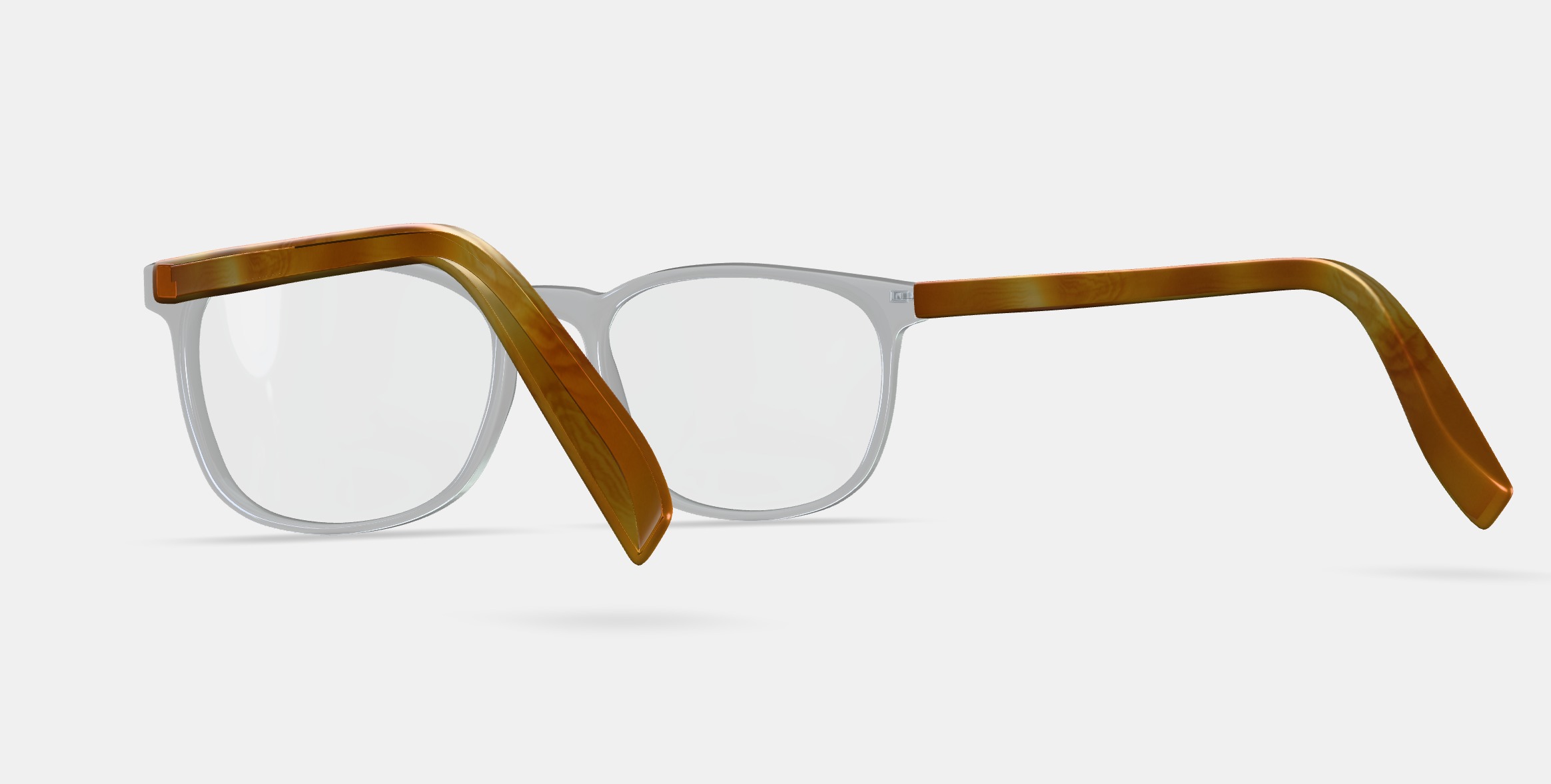 Bodie Eyeglasses in Crystal with English Oak 3D model_2