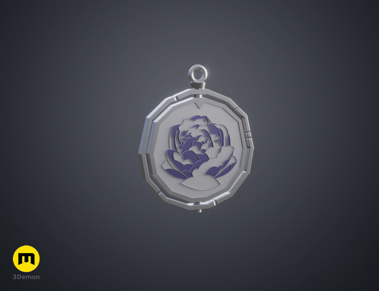 Arcane Blue Rose - Powder and Ekko Pendant 3D print model_9