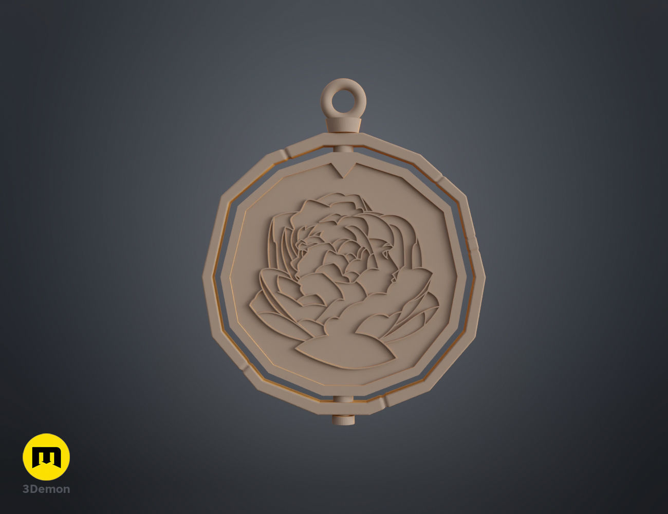 Arcane Blue Rose - Powder and Ekko Pendant 3D print model_12